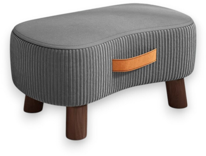 小麥購物 簡約絨布實木沙發凳 L1421 40 x 28 x 23cm, 1個, 深灰色