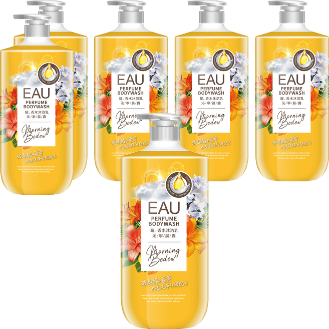 EAU 淨耀 香水沐浴乳 沁寧晨露, 1L, 6罐