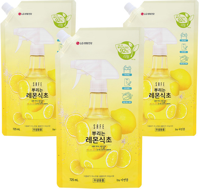 세이프 뿌리는 레몬식초 리필형, 725ml, 3개