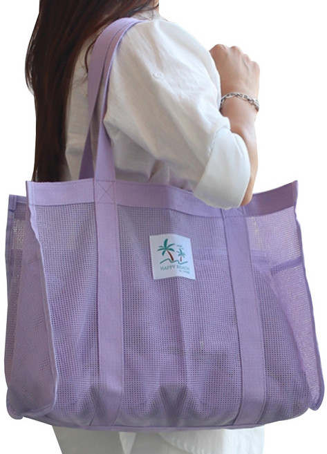 하늬통상 가벼운 물놀이 메쉬 비치백, 퍼플