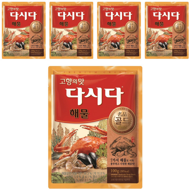 다시다 명품골드 해물 조미료, 100g, 5개