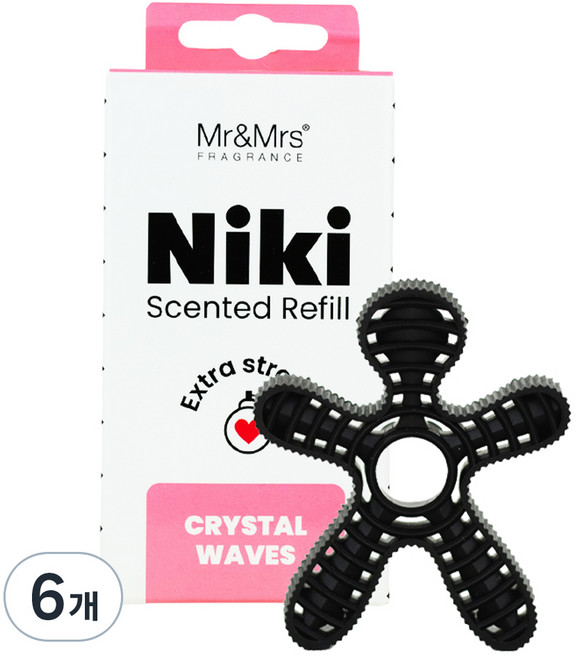 Mr&Mrs FRAGRANCE Niki 車用芳香劑 補充包, 水晶波浪, 6個
