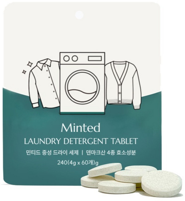 민티드 고체 중성 드라이세제 본품 60p, 240g, 1개