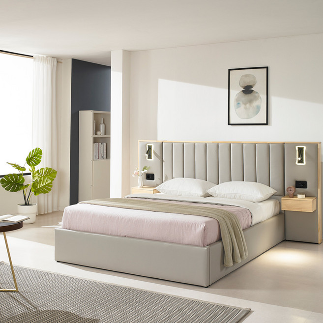 도리퍼니처 에피메로 침대 프레임 + 필로스 매트리스 세트 방문설치, 그레이(프레임), 화이트(매트리스)