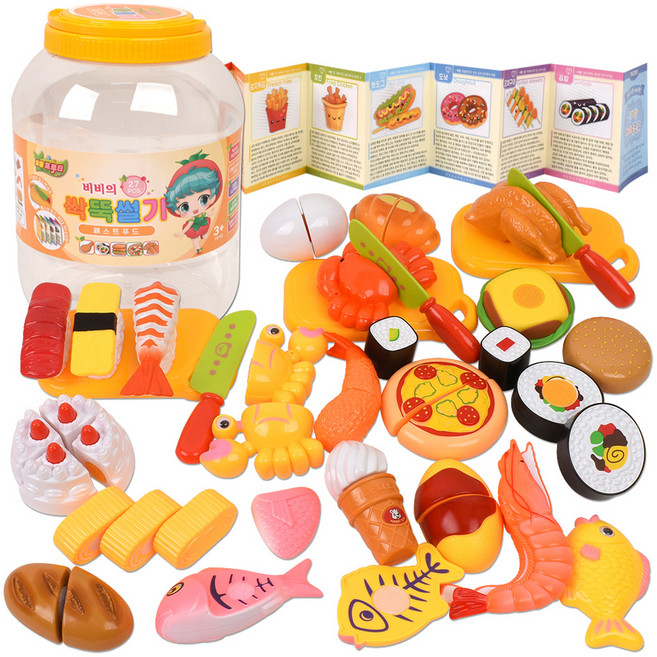 요정프루티 싹뚝 패스트푸드 자르기 썰기 소꿉놀이 세트, 혼합색상, 1개