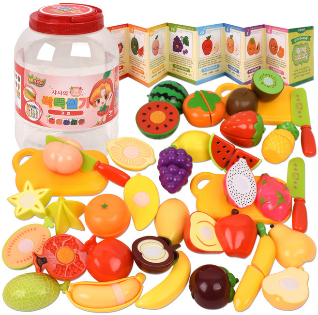 요정프루티 싹뚝 과일자르기 썰기놀이 + 통 세트, 혼합 색상, 1개