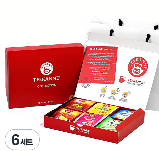 티칸 티 컬렉션 6종 선물세트 30p + 쇼핑백, 루이보스 카라멜 + 루이보스 오렌지 + 스페니쉬 오렌지 + 페퍼민트 + 캐모마일 플라워즈 + 터키쉬 애플, 6세트