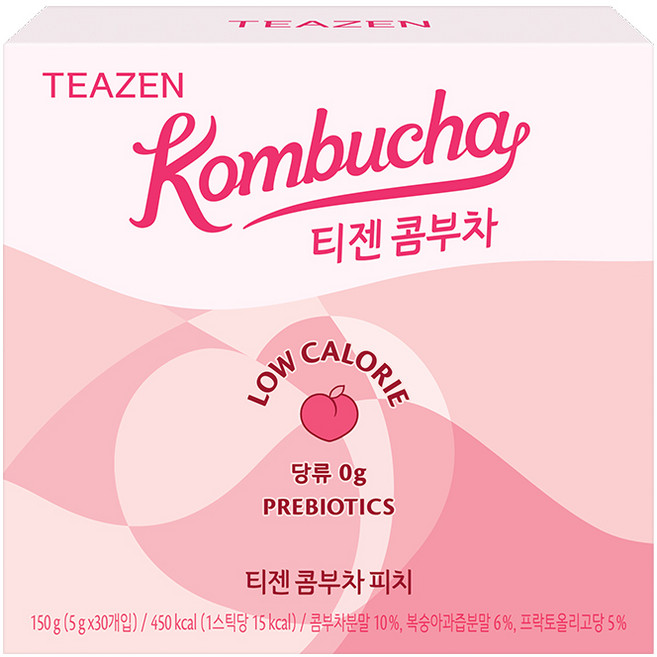 TEAZEN 茶禪 康普茶沖泡飲 水蜜桃口味, 5g, 30條, 1盒