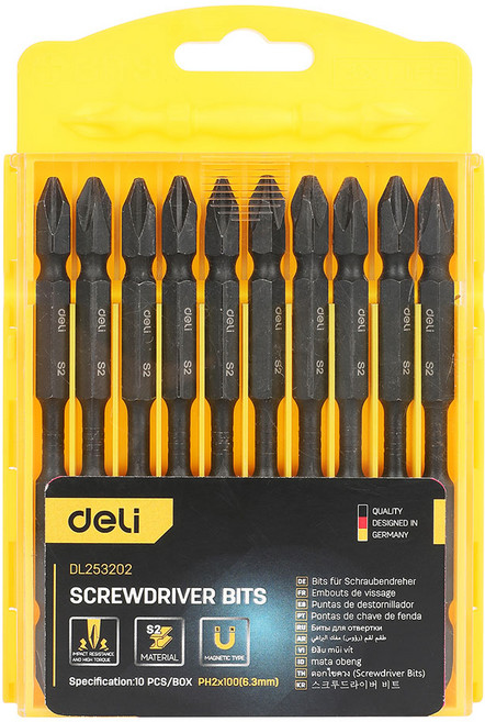 델리 툴즈 임팩트 정밀 스크루 드라이버 비트 10p 세트 EDL253202, 1세트