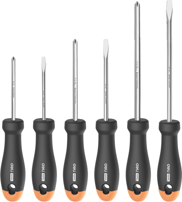 델리 툴즈 홈시리즈 일자 십자 드라이버 6종 세트 옐로우 HT1006C, 1세트