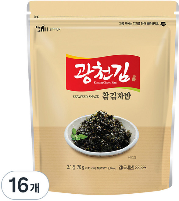 광천김 참 김자반, 70g, 16개