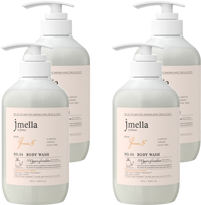 jmella 法式漫舞香水沐浴乳 No.04 Queen5, 500ml, 4瓶