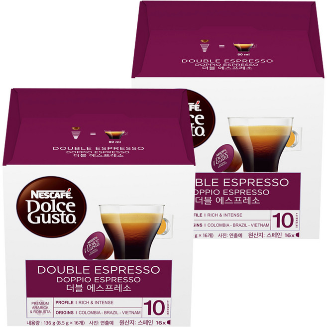 돌체구스토 더블 에스프레소 캡슐커피, 8.5g, 16개입, 2개