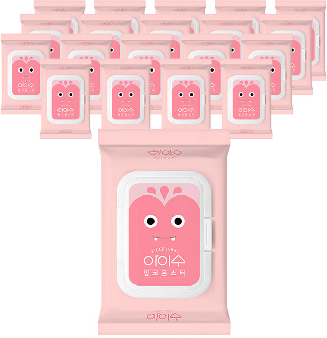 아이수 핑코 몬스터 물티슈 캡형, 65g, 20매, 20개