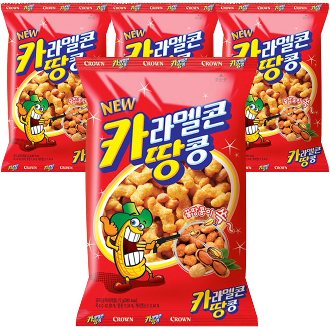 크라운 카라멜콘 땅콩, 72g, 4개