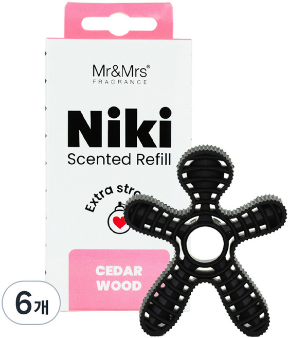 Mr&Mrs FRAGRANCE Niki 車用芳香劑 補充包, 雪松, 6個