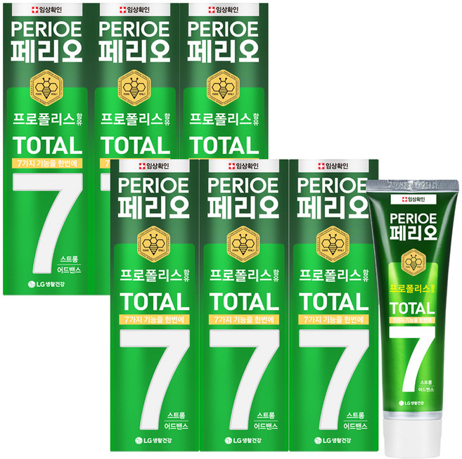 페리오 토탈7프로 스트롱 어드밴스 치약, 120g, 6개