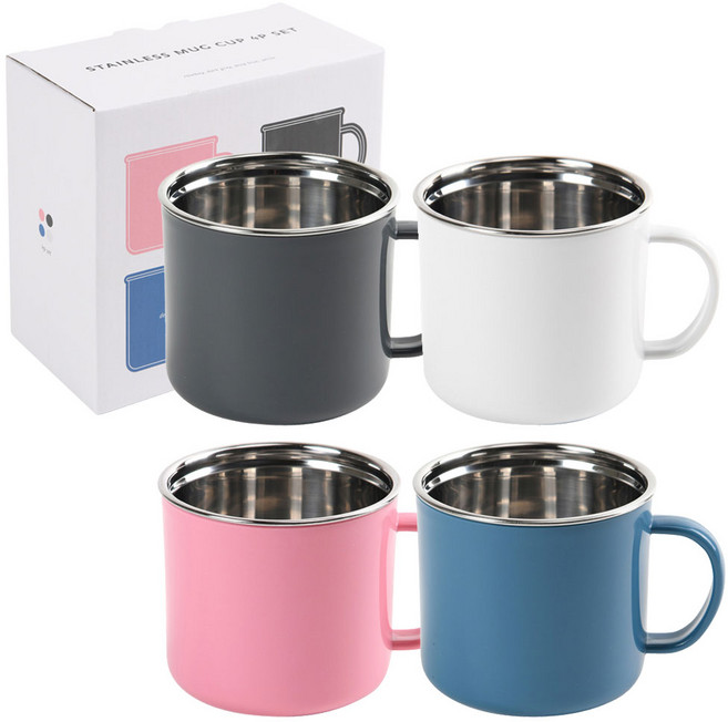 데일리라이크 스텐 머그컵 300ml 4종세트, rosebay + deep blue + dark gray + white, 1개