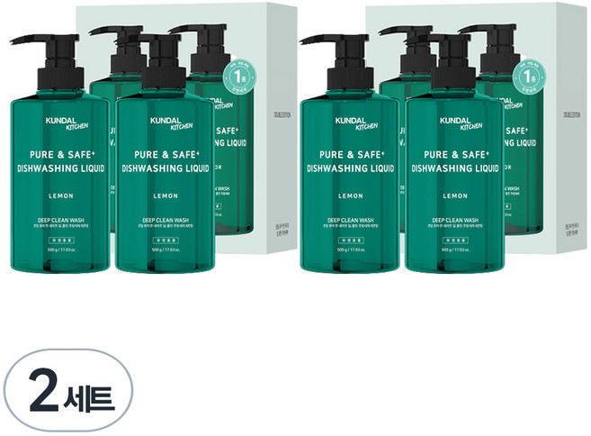 쿤달 딥 클린 주방세제 레몬향 2p, 500g, 8개