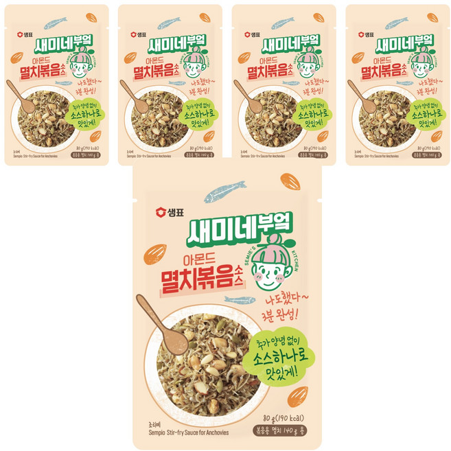 샘표 새미네부엌 아몬드 멸치볶음 소스, 80g, 5개