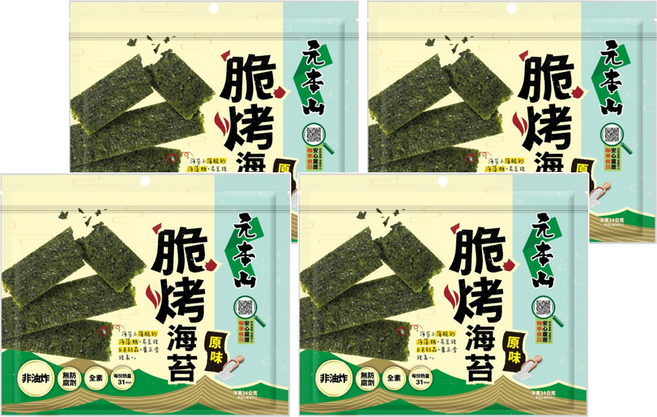 元本山 脆烤海苔 原味, 34g, 4包