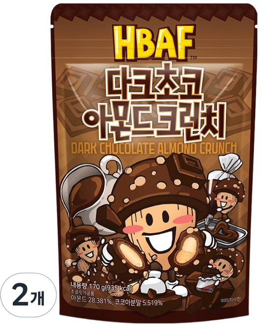 바프 다크초코 아몬드 크런치, 2개, 170g