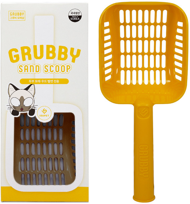 그루비 고양이 두부모래 삽, 시트러스 옐로우, 1개