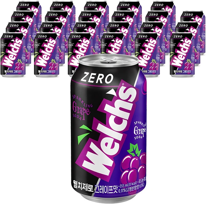 웰치스 제로 그레이프맛, 355ml, 24개 - 쿠팡