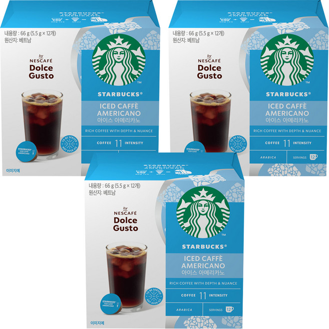 스타벅스 아이스 아메리카노 by 네스카페 돌체구스토 캡슐커피, 5.5g, 12개입, 3개