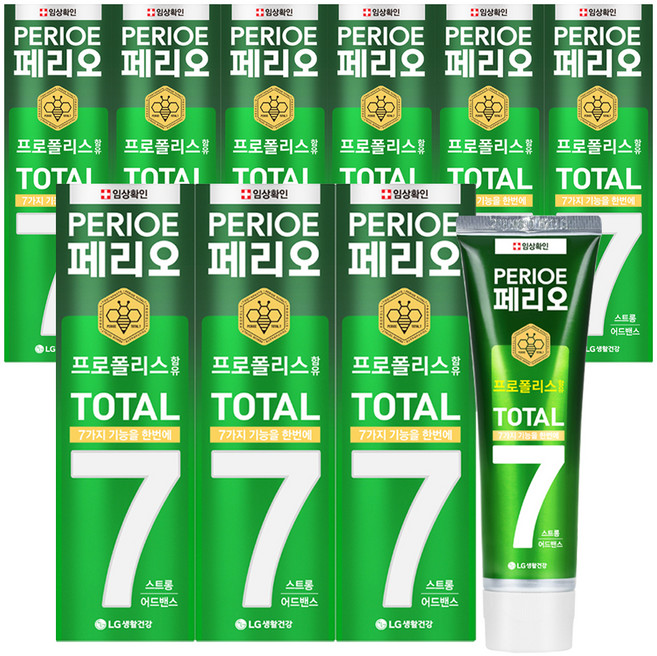 페리오 토탈7프로 치약 스트롱 어드밴스, 120g, 9개