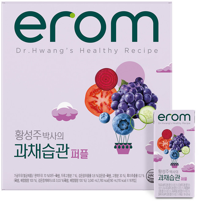 이롬 과채습관 퍼플, 190ml, 16개