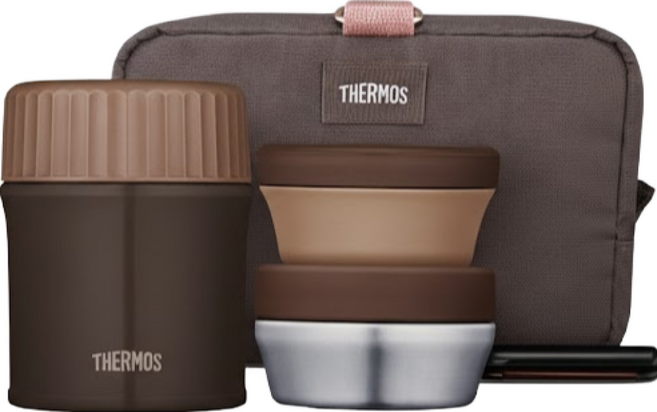THERMOS 膳魔師 TKLG-1000 保溫便當盒組 965ml 附餐具, 布朗尼黑 BK, 1組