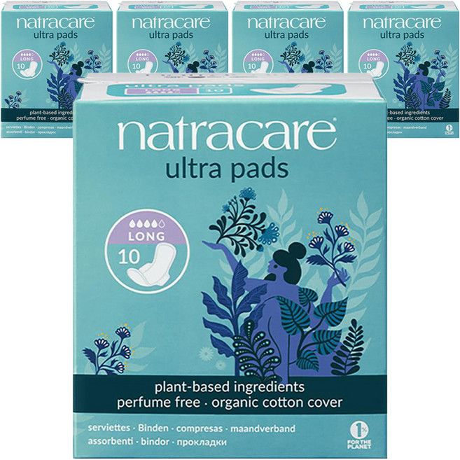 나트라케어 울트라 패드 생리대 날개형 롱, 대형, 10개입, 5개