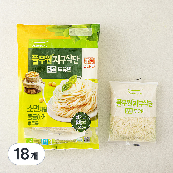 풀무원 지구식단 얇은 두유면, 150g, 18개