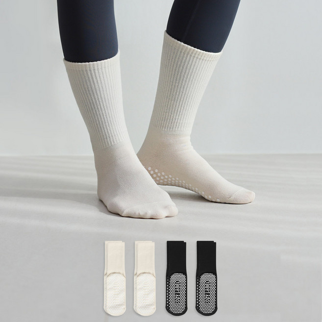 COZY LABEL 防滑長筒素色皮拉提斯襪4雙組