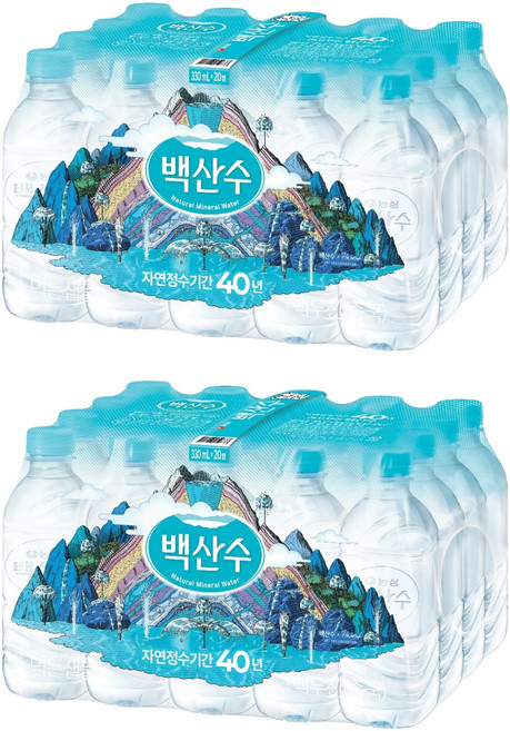 백산수 무라벨 생수, 330ml, 40개