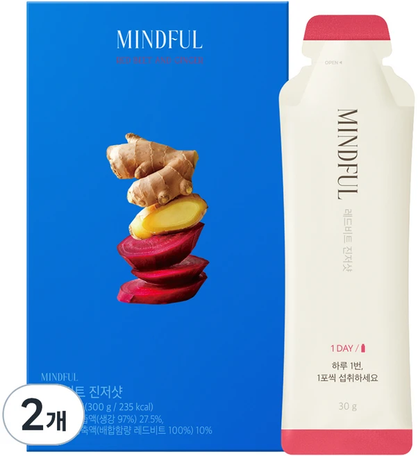 푸드올로지 마인드풀 레드비트 진저샷, 300g, 2개 - 쿠팡