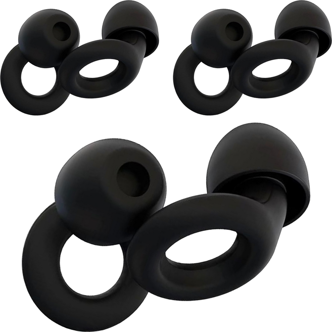 AHOYE 雙層超靜音環形耳塞/矽膠耳塞/隔音耳塞/睡眠耳塞/防噪音耳塞, 3雙, 1雙