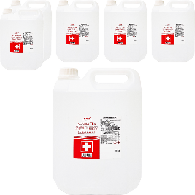 室翲香 75%酒精桶裝消毒液, 4L, 6桶