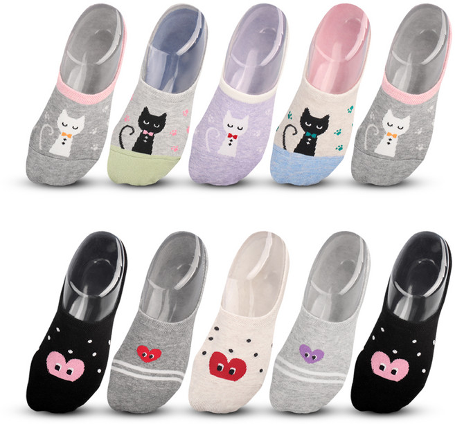 컬러매치 여성용 스위트 미끄럼 방지 패드 덧신 10종 세트