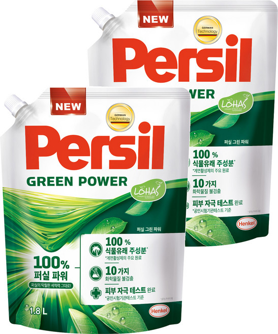 Persil 寶瀅 韓國原裝進口 綠力潔淨洗衣精補充包, 1.8L, 1入, 2袋