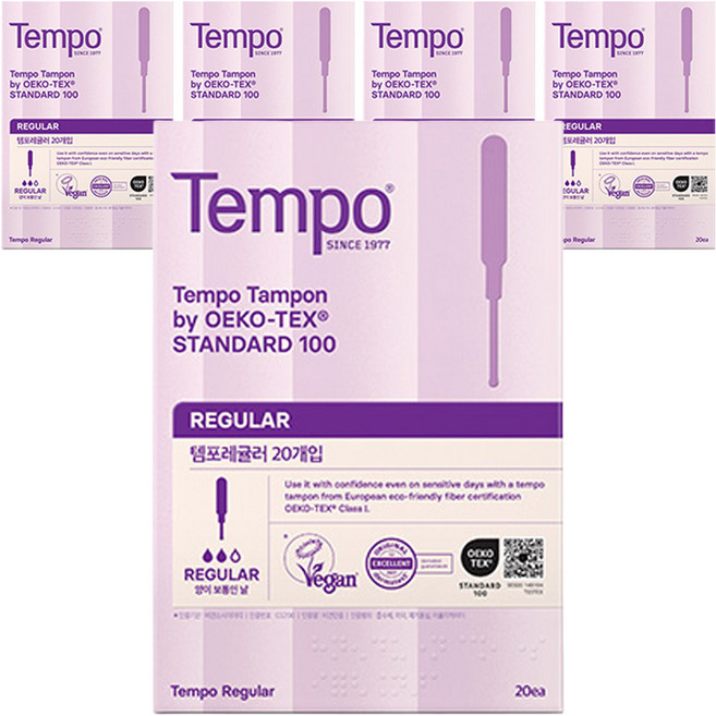 템포 오리지널 탐폰, 레귤러, 20개입, 5개