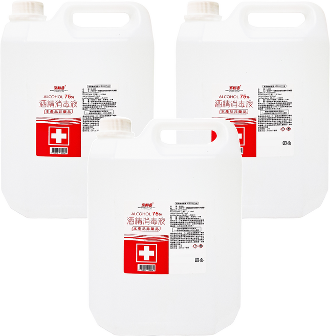 室翲香 75%酒精桶裝消毒液, 4L, 3桶