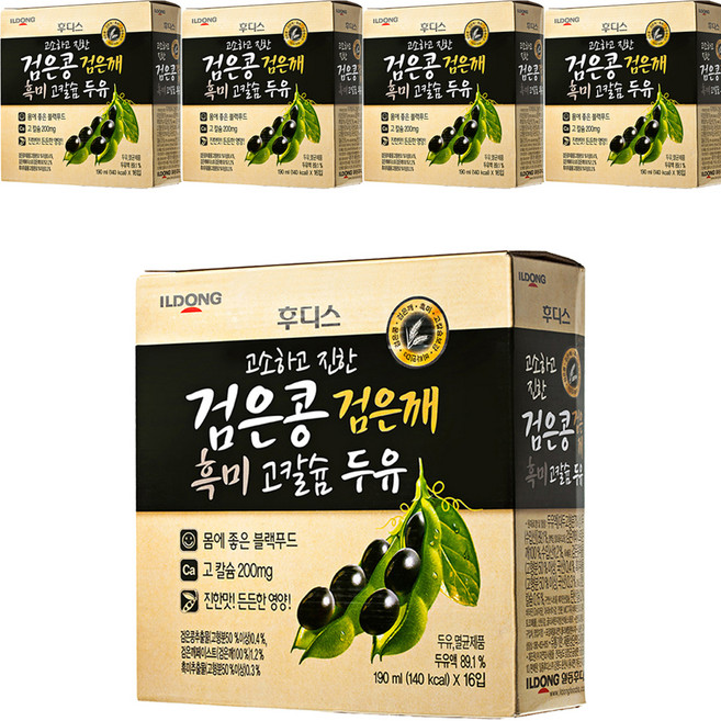 일동후디스 고소하고 진한 검은콩 검은깨 흑미 고칼슘 두유, 80개, 190ml