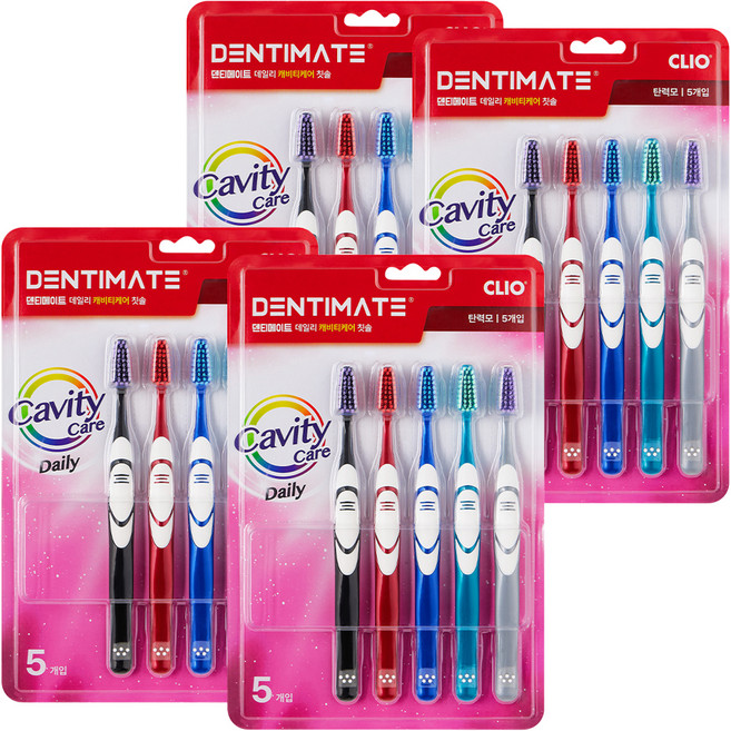 크리오 덴티메이트 데일리 캐비티케어 탄력모 칫솔, 4세트, 5개입