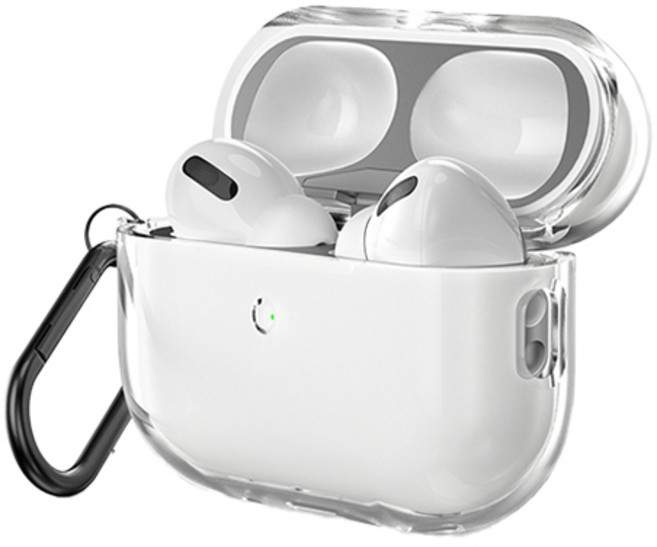 신지모루 변색방지 에어팟 TPU 케이스 + 철가루 방지 스티커 + 카라비너 세트, 에어팟 프로2, 투명(케이스), 1개