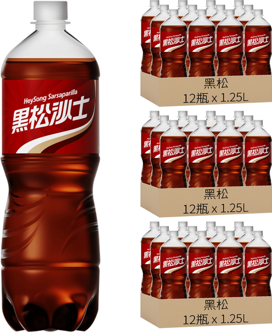 黑松 沙士, 1.25L, 36瓶