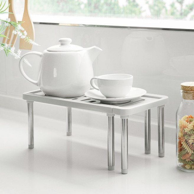 비스토어 길이조절 싱크대 수납 정리 양념통 선반, 그레이, 1개