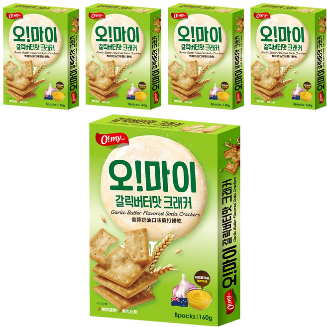 O my food 歐邁福 香蒜奶油口味蘇打餅乾, 5個, 160g