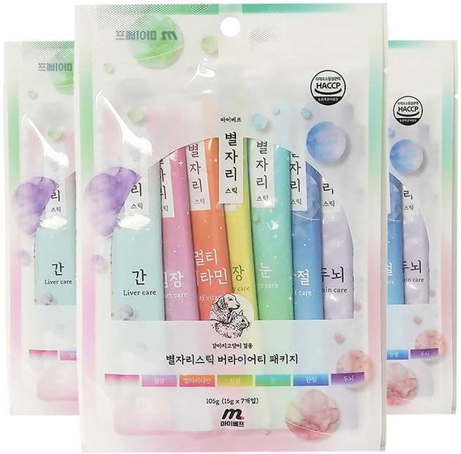 마이베프 반려동물 별자리스틱 버라이어티 영양제 7종 세트, 105g, 종합영양제, 3세트